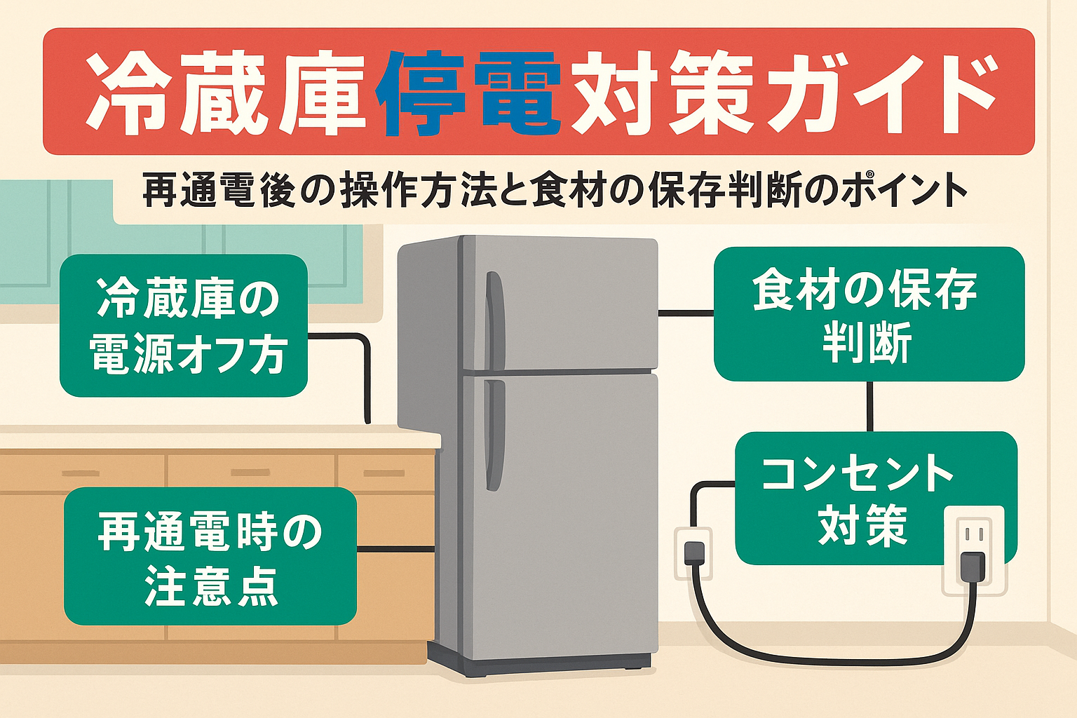 電気工事で停電時の冷蔵庫のコンセント対策ガイド！再通電時の安全操作 